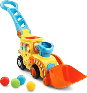 Kids' Push-and-Pop Construction Bulldozer Toy - Yellow Novelty Pop-a-Balls Motor Vehicle Toy for Kids