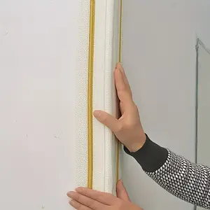 14cm x 230cm self-adhesive elastic foam moulding decoration, peel and stick 3D sticky decorative wallpaper border, suitable for DIY decoration treatment, 1/2/4 rolls