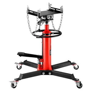 VEVOR Transmission Jack, 1/2Ton/1100lbs Capacity Hydraulic Telescopic Transmission Jack, 2-Stage Floor Jack Stand with Foot Pedal, 360 Swivel Wheel, Garage/Shop Lift Hoist, Red