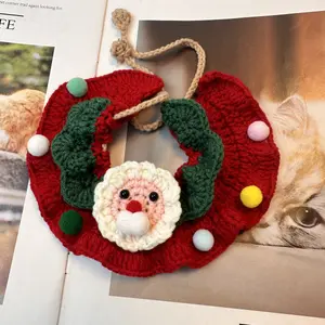 Seals Hug Pets Christmas Pet Knitted Accessories - Handmade Wool Collar, Shawl, Scarf & Bib for Cats & Dogs, Santa-Themed Holiday Gifts