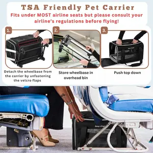 Cozy Cruiser Airline Approved Top-Expanding Pet Carrier on Wheels- Extra Spacious Soft Lined Carrier! 18x11x11
