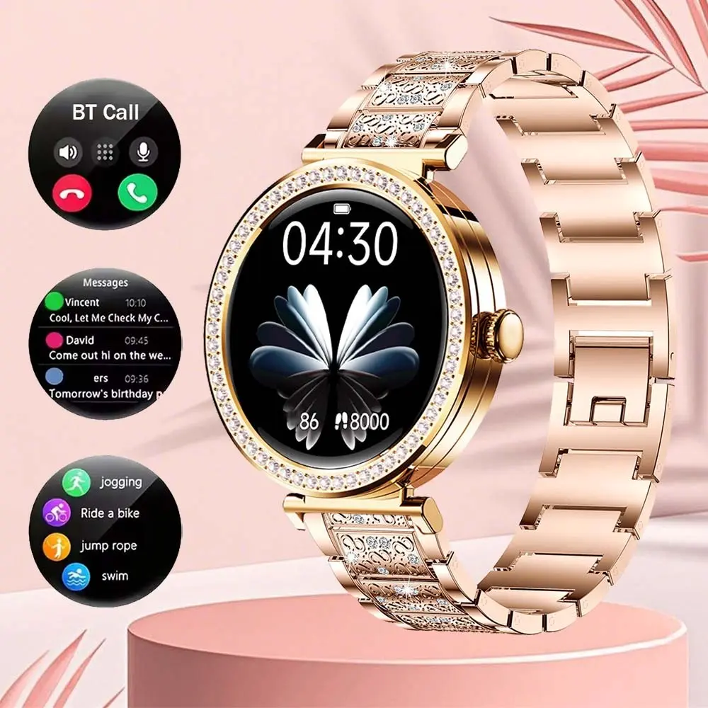 Smart Watch Ladies 1.46-inch HD Large Screen BT Call Health Tracker Sport Modes Notification Reminder Voice Assistant Motion Trajectory Custom Photo Android And iOS Systems Wearable Wristwatch Women, Health Fitness Smartwatch, Multifunctional Smart Watch