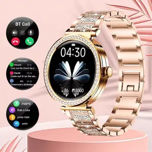 Smart Watch Ladies 1.46-inch HD Large Screen BT Call Health Tracker Sport Modes Notification Reminder Voice Assistant Motion Trajectory Custom Photo Android And iOS Systems Wearable Wristwatch Women, Health Fitness Smartwatch