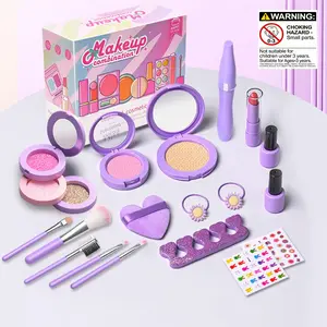 18pcs Kids Pretend Makeup Set, Girls Pretend Play Cosmetic Toy, Realistic Design, Does Not Apply Real Makeup, Does Not Color, Safe, Suitable for Children Ages 3+, Ideal Birthday and Festival Gift for Girls Role Play and Dress Up Games.