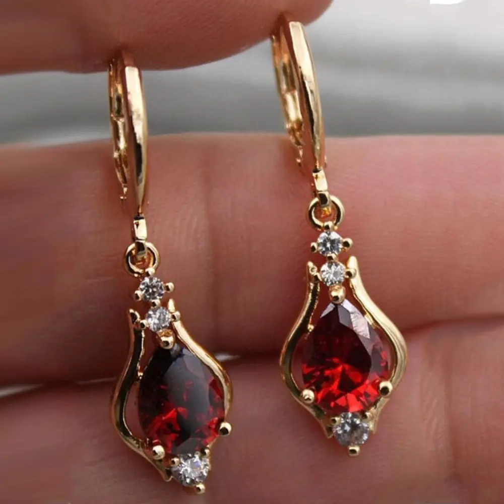 3 pairs of elegant pendant earrings, sparkling water droplet design, engagement wedding jewelry, and banquet decoration