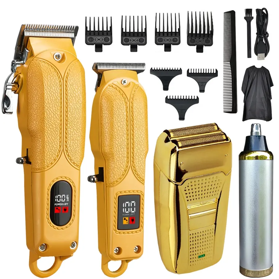 Largner 5-In-1 Electric Shaver Set, Bald Head Trimmer, Rechargeable Razor, Nose Hair Trimmer, Comb, Cloth, Complete Kit