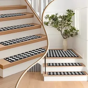 15PCS Give away a square floor mat Non-Slip Washable Stair Mat Set  Anti Slip Pebble Backing Floor Carpet Secret Stair Runner Rug Kids Pet Safe Bold Graphic Appearance Crafting extra cushion kitchen