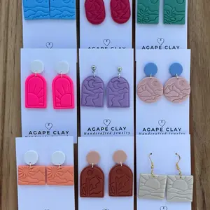 Basket Earrings- Landscape Dangles- Polymer Clay Handmade Earrings for TikTok LIVE
