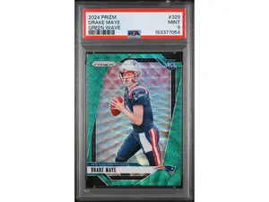 2024 Panini Prizm Green Wave Prizm Drake Maye #329 PSA 9