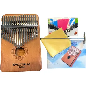 Spectrum India 7" Kalimba - 17 Keys Finger Piano Instrument with Instruction Manual & Cleaning Cloth for Musical Performance