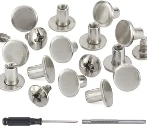 150 Sets 8MM Chicago Screws Leather Rivets for Fabric Chicago Binding Screws Buttons Metal Studs Rivets for Decorate and Repair Belts Bags Shoes Purse   Leather Craft ()