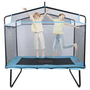 VEVOR 6FT Trampoline for Kids, 72" Indoor/Outdoor Toddlers Trampoline, Mini Baby Trampoline with Safety Enclosure Net, Gymnastics Bar, Hammock, Recreational Trampoline Birthday Gift for 3+ Years Kids