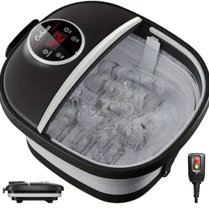 Thanksgiving Day gifts Collapsible Foot Spa Bath with Heat, Remote Control, Temperature Control, Bubbles, Pumice Stone, Red Light, Timer, 6 Massage Roller Pedicure Foot Spa Tub Foot Soaker for Soothe & Relax Tired Feet Set Basin Container Bathroom