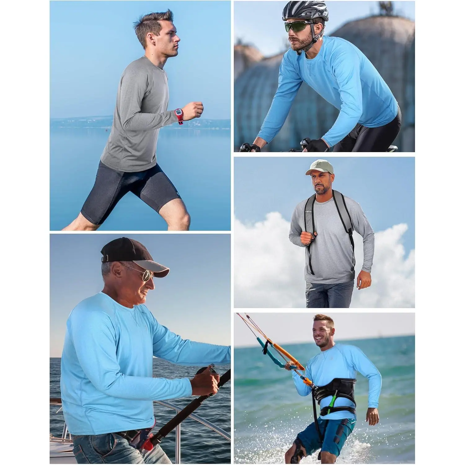 Men's UPF 50+ UV Protection Long Sleeve Sun Shirt - Quick Dry Rash Guard Swim Shirt for Fishing Hiking Running Swimming Beach Outdoor Activities Lightweight Breathable Fabric Comfortable Performance Wear Men's UPF 50+ UV Protection Long Sleeve Sun Shirt - Quick Dry Rash Guard Swim Shirt for Fishing Hiking Running Swimming Beach Outdoor Activities Lightweight Breathable Fabric Comfortable Performance Wear