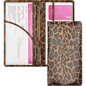 Leopard  Registration and  Holder,  Document Holder with  Closure,  Organizer  Glove Box Compartment Organizer,  wallet Case for Teens Men Women