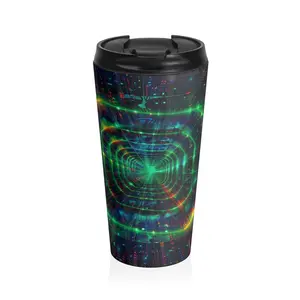 Binary Code Matrix Geometric Number Art Stainless Steel Travel Mug