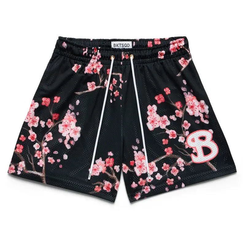 BucketSquad Cherry Blossom Shorts, Youth & Adult Basketball Mesh Shorts