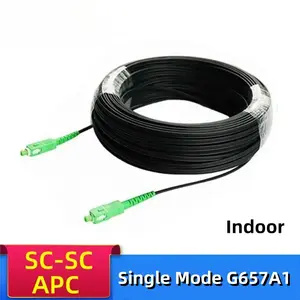 SC/APC Fiber Optic Patch Cord Single Mode G657A1 Indoor Fibre Optica Drop Cable APC Optical Cable Black LSZH Jacket FTTH