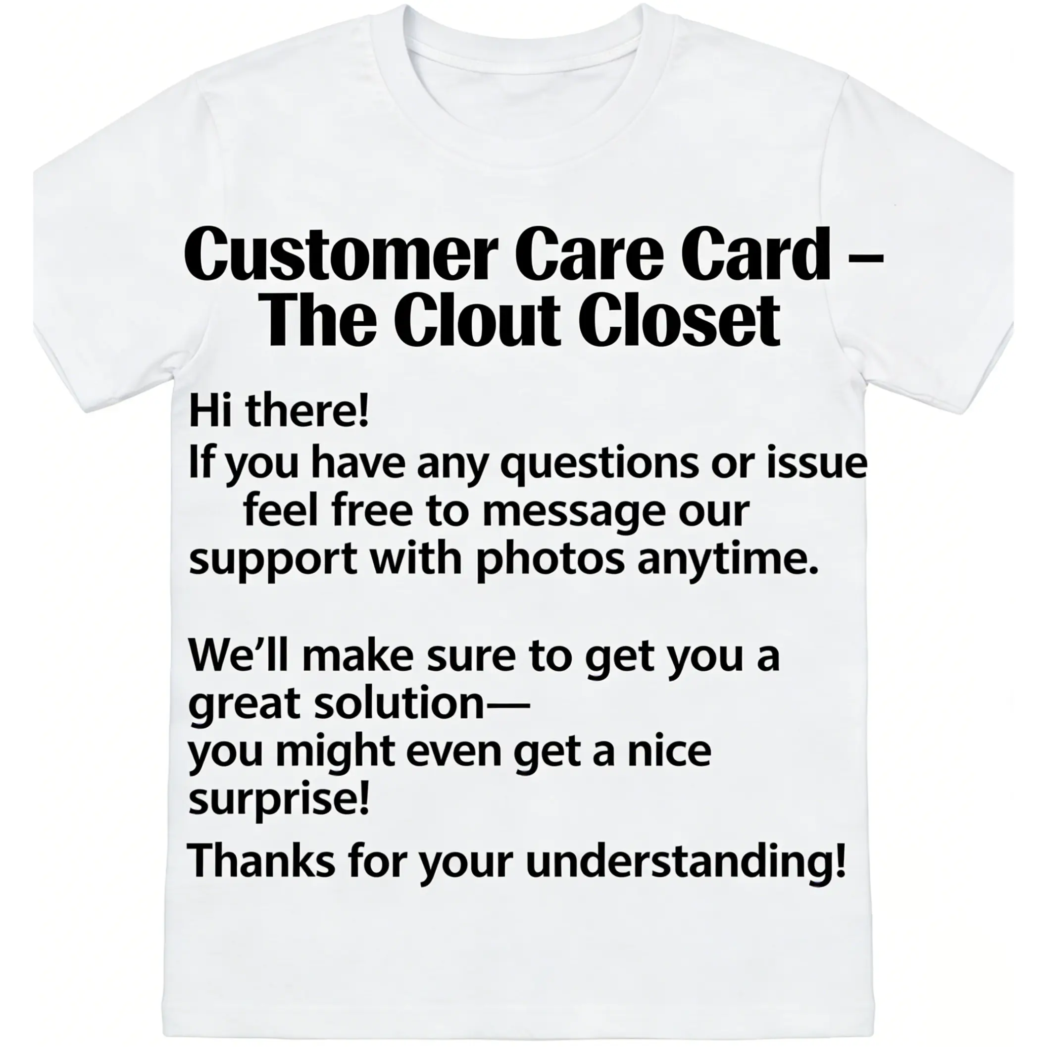 Premium Cotton T-Shirt After-Sales Warranty Certificate