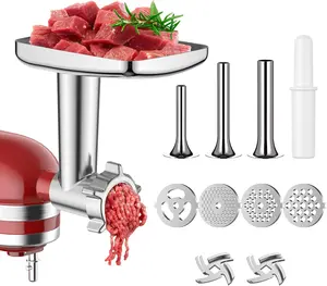 Meat  Attachment for  Stand Mixer, Meat  for  Mixer With 4 Grinding Plates, 3 Sausage Stuffer Tubes and 2  , Attachment for  Mixers