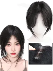 Women's Synthetic Bangs Hairpiece Clip-On Bangs Hair Extension, Clip On Hairpieces, Natural, Voluminous, Hairpiece Adds Hair Volume 3D Side-Swept Lift Reshapes Center-Parted Bangs Daily Hair Accessory Easy to Use