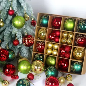 Christmas Balls 44pcs Painted Irregular Shape Paper Box 3-6cm Set Electroplated Ball Ornaments for Festive Decorations
