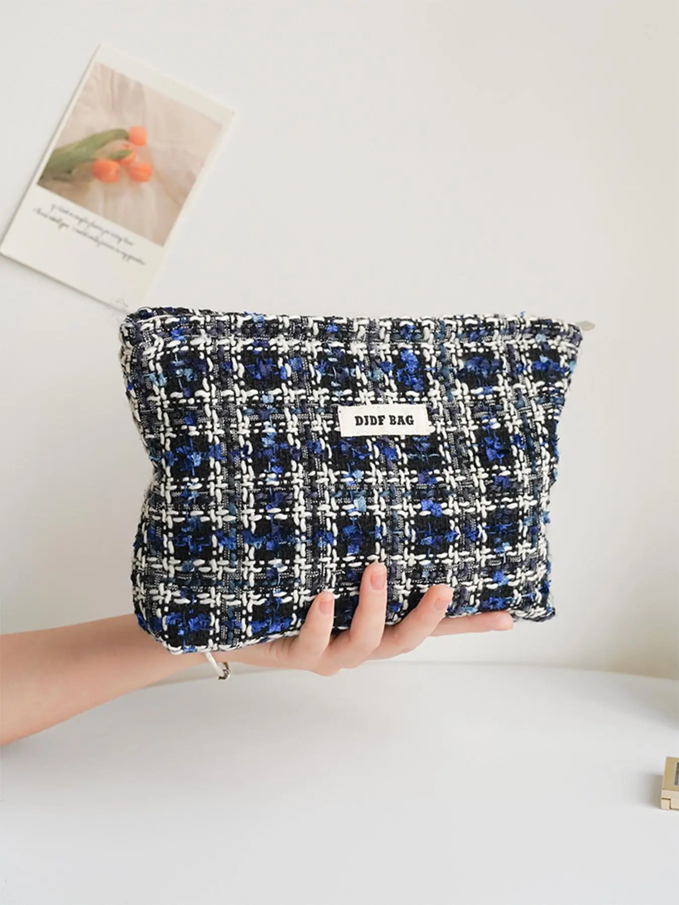 Checkerboard Pattern Makeup Bag, Portable Cosmetic Storage Bag, Zipper Makeup Organizer Pouch, Versatile Storage Bag for Travel, Office, Home, Makeup Brush Storage
