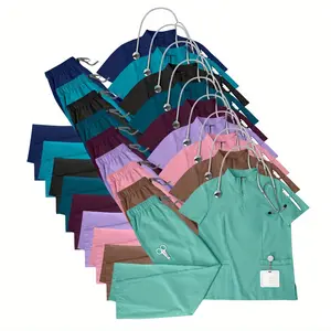 Polyester Spandex Fabric Scrubs Style Scrub Uniform Sets for Women Teal Color Joggers Nursing Scrub Jacket