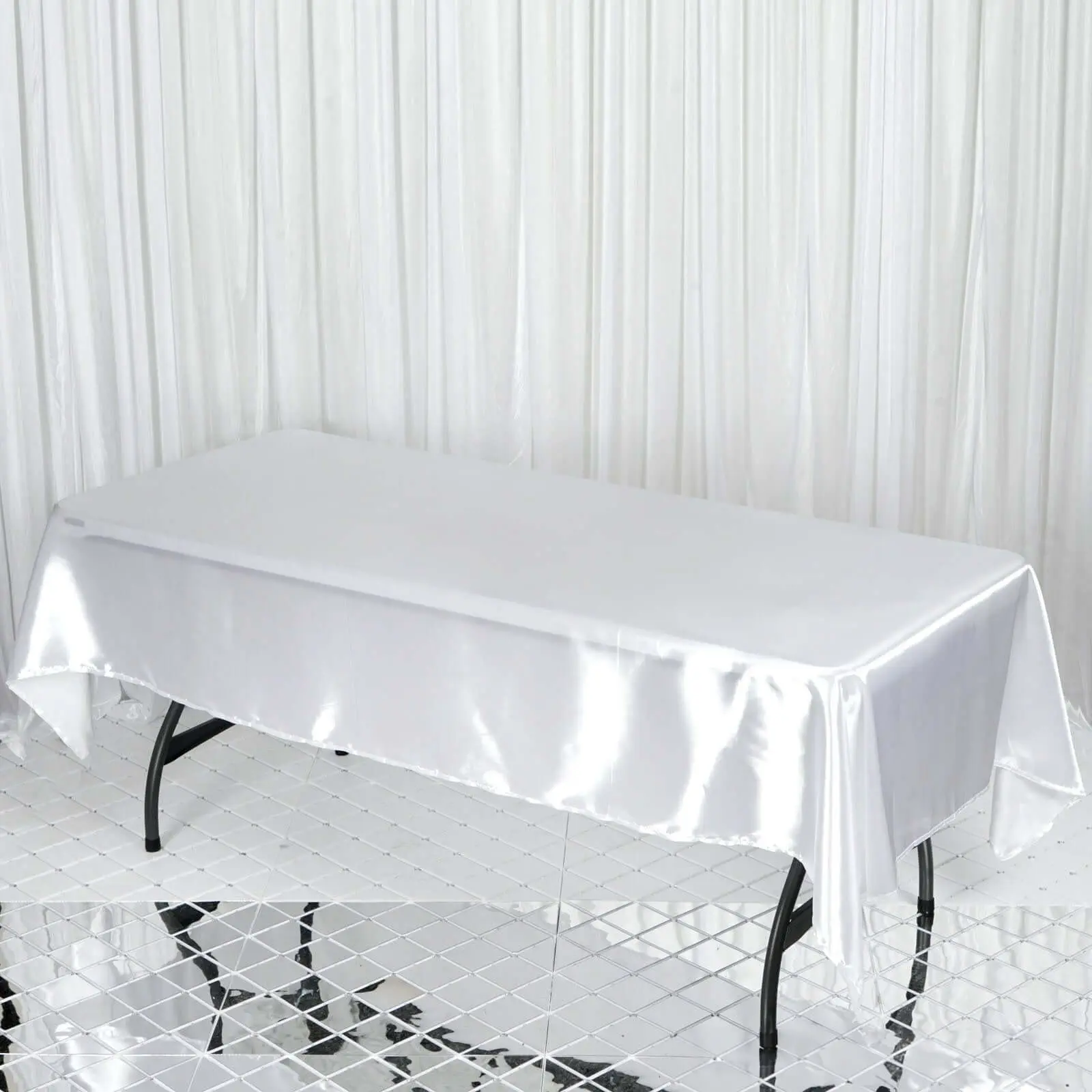 Satin Rectangular Tablecloth 60"x102" White - Wrinkle-Resistant and Durable Table Cover for Exquisite Weddings & Events