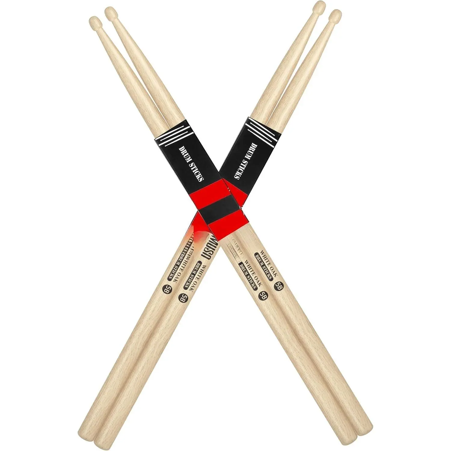 Drum Sticks, White Oak Drumstick, Drumsticks for Drums, Baquetas para Bateria, Drum Accessories for Drums, 5B Drumsticks (5B-White Oak-2Pairs)