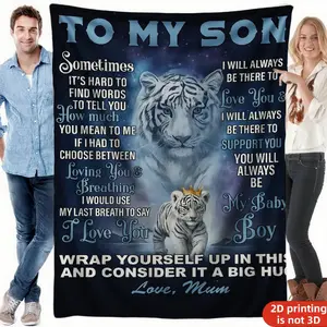 Tiger Pattern Stylish Gift for Son Flannel Blanket Soft and Comfortable Printed Design Suitable for All Seasons, Perfect for Bedroom, Living Room, Sofa, Camping, and Multi-Scene Use, Ideal for Son's Birthday, Back-to-School