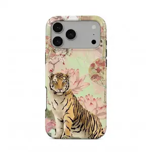 Vintage Oriental Tiger & Lotus Floral Case, Animoo Tiger & Spring Flowers Aesthetic Case, Chinoiserie Art Majestic Tiger Cover, Cover for Iphone 17 Promax