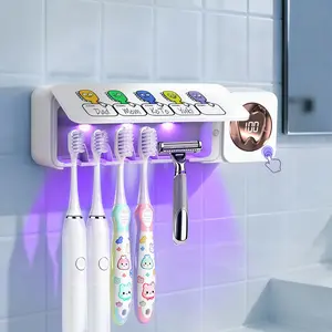 UV Toothbrush holder, toothbrush storage rack with 5 Slots 2 replacement brackets, Toothbrushholder, toothbrush holder with UV lamp disinfection, DIY name toothbrush sterilizer, home style toothbrush storage rack, Shaver sterilizer, toothbrush deodorizing