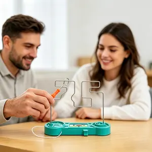 Electric Shock Maze Game for Kids, Hand-Eye Coordination Challenge Toy, Medium Difficulty, Green/Orange Options, Fun Desktop Party Game for Family & Friends