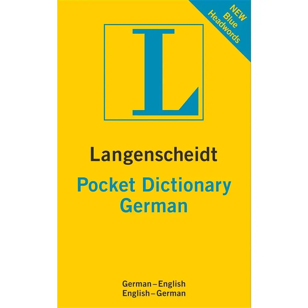 Used Langenscheidt Pocket German Dictionary - Vinyl Bound Language Learning Tool for Travelers, Students - Books, Reading Materials, 55,000 References, All Main Headwords In Blue
