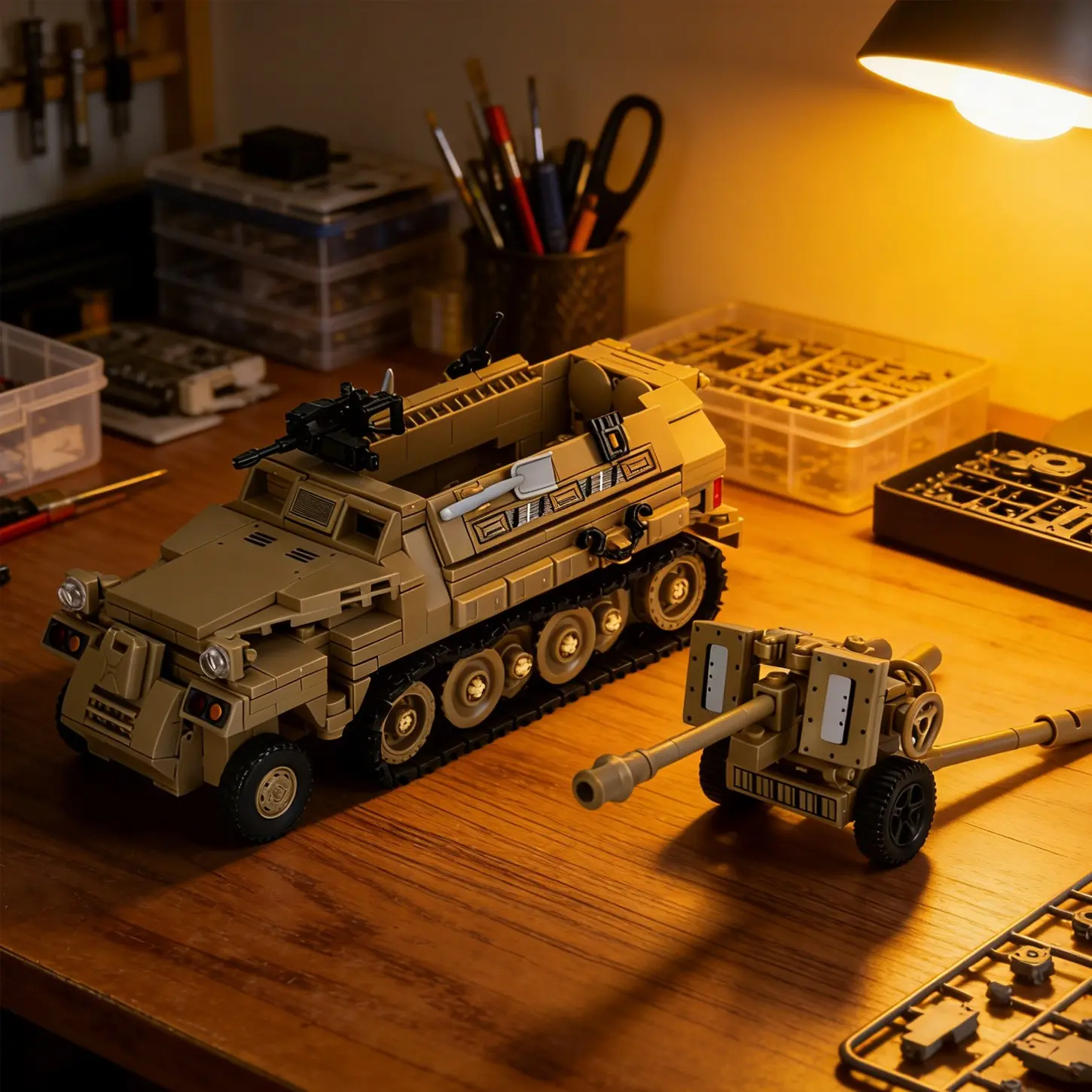 562 Pieces Half-Tracked Armored Vehicle Building Blocks Set, Military Style DIY Stem Toy, Kids Aged 6+, Birthday Gift, Parent-Child Play, Assembly Building Blocks, Building Block Model