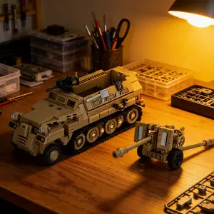 562 Pieces Half-Tracked Armored Vehicle Building Blocks Set, Military Style DIY Stem Toy, Kids Aged 6+, Birthday Gift, Parent-Child Play