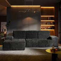 Stardust Grey Shimmer Plush Left Chaise