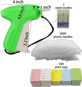 5506 Pcs Clothing Tag Machine Kit, Label Applicator Dressmaker Labels Industrial Clothing Tagger Tag Machine with 5 Pcs Steel Needles 5000 Pcs 2" Barbs Fasteners 500 Pcs Price Tags (5506 Pcs)