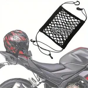 Motorcycle Cargo Net, 1 Count Multifunctional Motorcycle Cargo Net with Hooks, Durable Nylon Storage Bag for Bicycle, Scooter & Beach Car