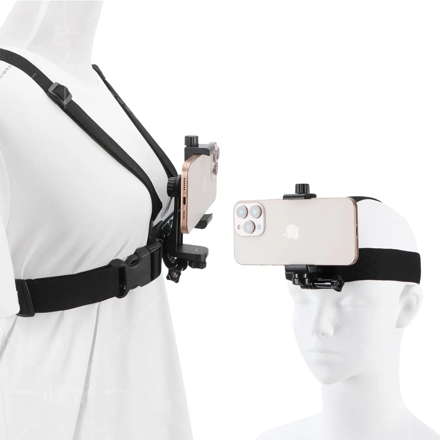 Multi-Stability Action Sports Accessories Kit: Mobile Phone Chest Strap Harness Mount, Head Strap Holder, Cell Phone Clip Compatible with iPhone, Samsung, GoPro Hero 9-1, AKASO, DJI Osmo & Action Cameras