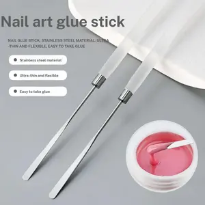 1pc Nail Acrylic Stick Glue Stick Toner Stick, Tonic Stick, Stainless Steel Sticky Drill Glue, Nail Art Special Tool, Nail Polish Glue, Painted Tonic Stick, Phototherapy, DIY Glue Mixing Powder, DIY Manicure, Nail Care Tool