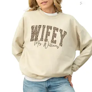 Custom Wifey Sweatshirt Leopard Wife Sweatshirt Wifey Shirt Apparel Cotton Casual Tee, Gift For Women, Gift For Man