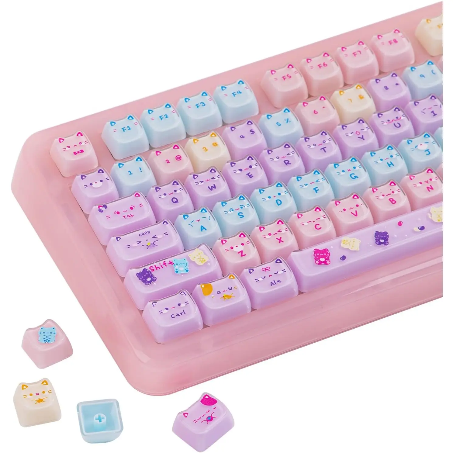 Cute Cat Keycaps Set, Mao, Cat Shape