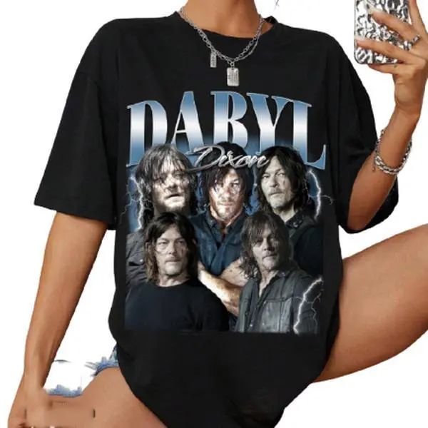 Women's Unisex Fit Casual Spandex Top - Vintage Daryl Dixon & Norman Reedus The Walking Dead T-Shirt