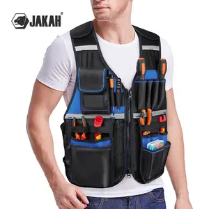 Work Safety Vest, Reflective Safety Vest with Multi-pockets and Zipper, Tool Vest for Electricians, Security & Safety Supplies