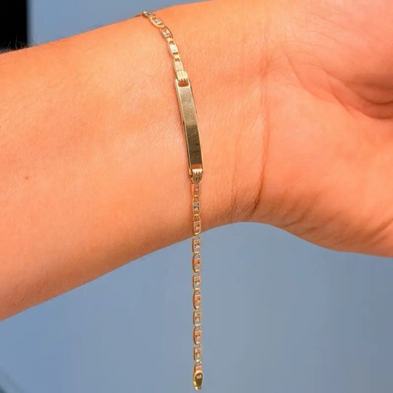 Esclava de oro 14k !! Para niña pequeña !! 3 tonos de oro