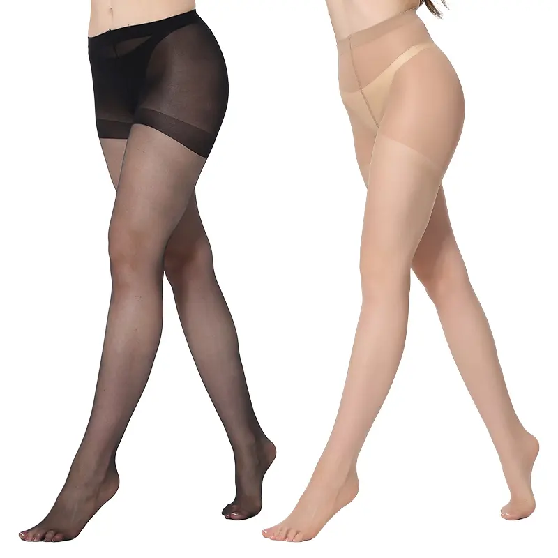 Cocco 2 Pairs Women's 20D Sheer Silky Pantyhose, Run Resistant, Control-Top with Reinforced Toes