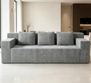 71" Corduroy Boneless Loveseat - 2-Seat Deep Seat Couch with 3 Pillows, Side Pockets, No Assembly Required for Apartment, Bedroom