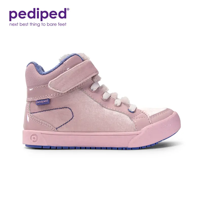 Pediped Logan - Flex  Pink Velvet High-Tops with Warm Fleece Lining for Cozy Comfort and Rugged Style